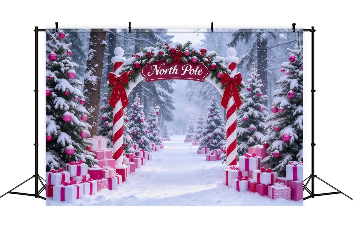 Nordpol-Fotohintergrund Rosa Geschenke Zuckerstangen-Tor GQ610-90