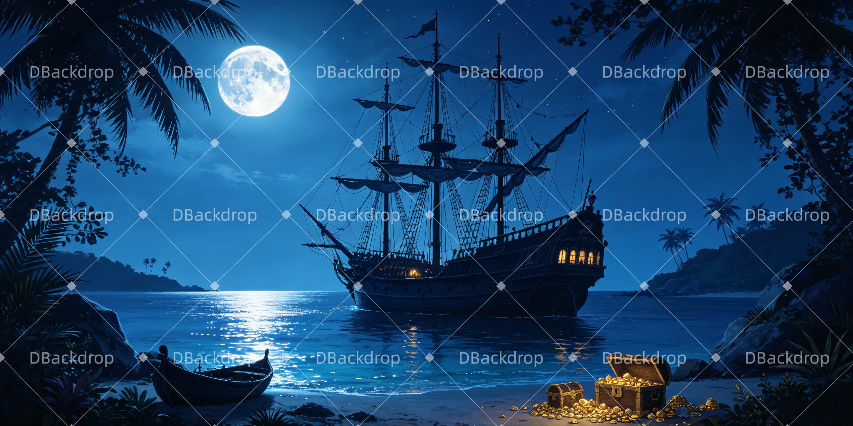 Piratenbucht professionelle Bühnenkulisse für Theater GQ65-T101