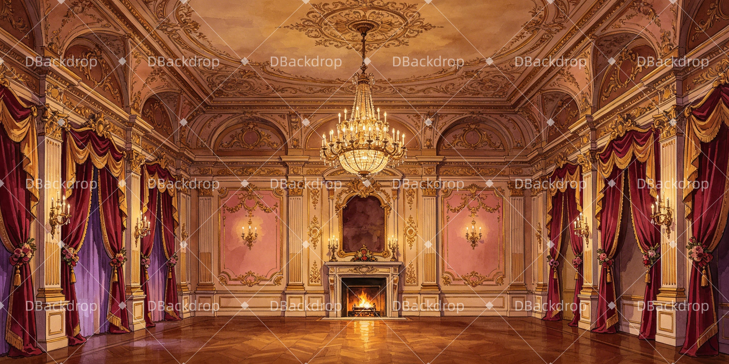 Palast Ballsaal für Tanzaufführungen Theater Bühnenhintergrund GQ65-T26