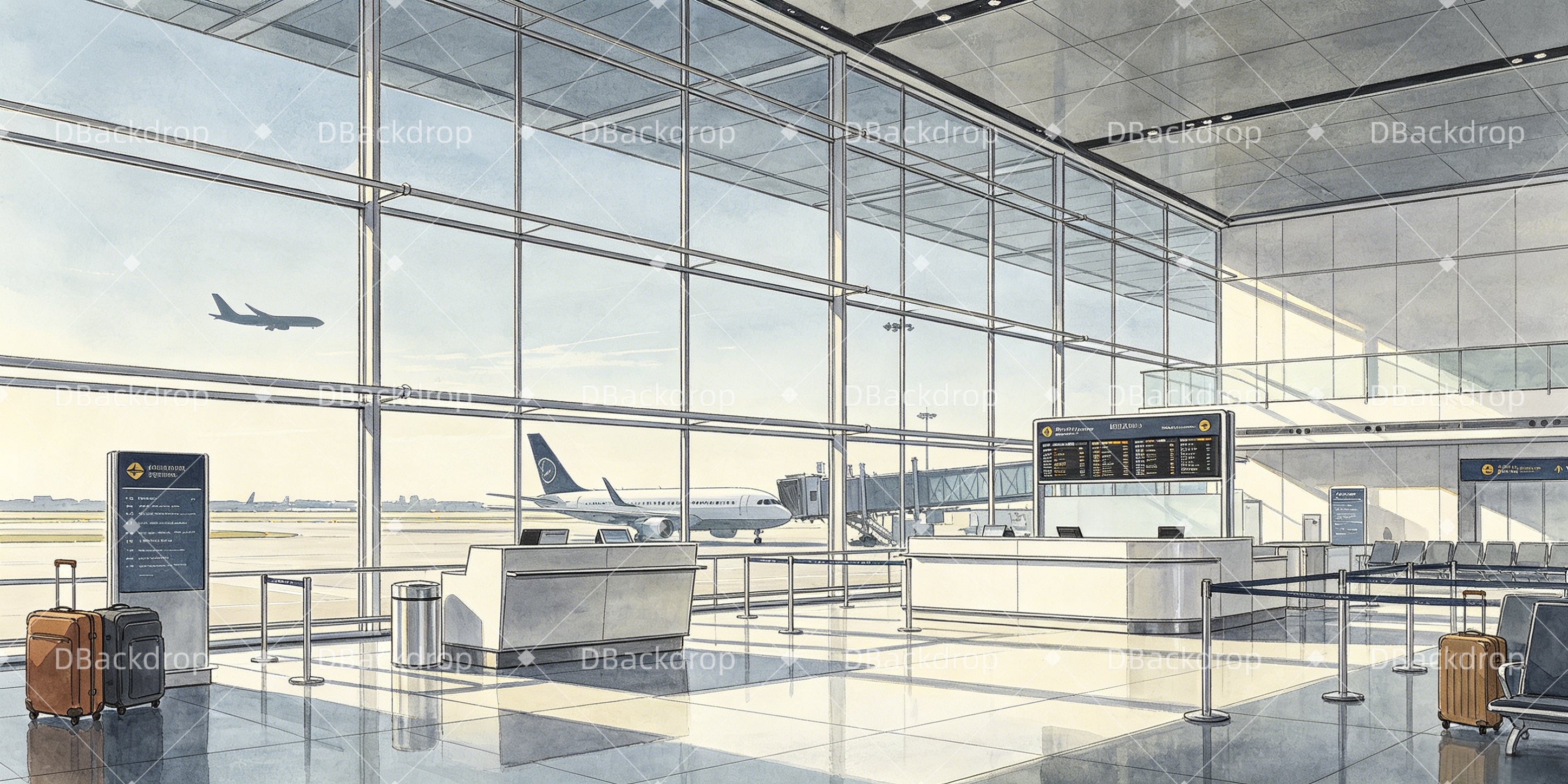 Kulissen für Aufführungen Flughafen Abflughalle Bühnenhintergrund GQ65-T41