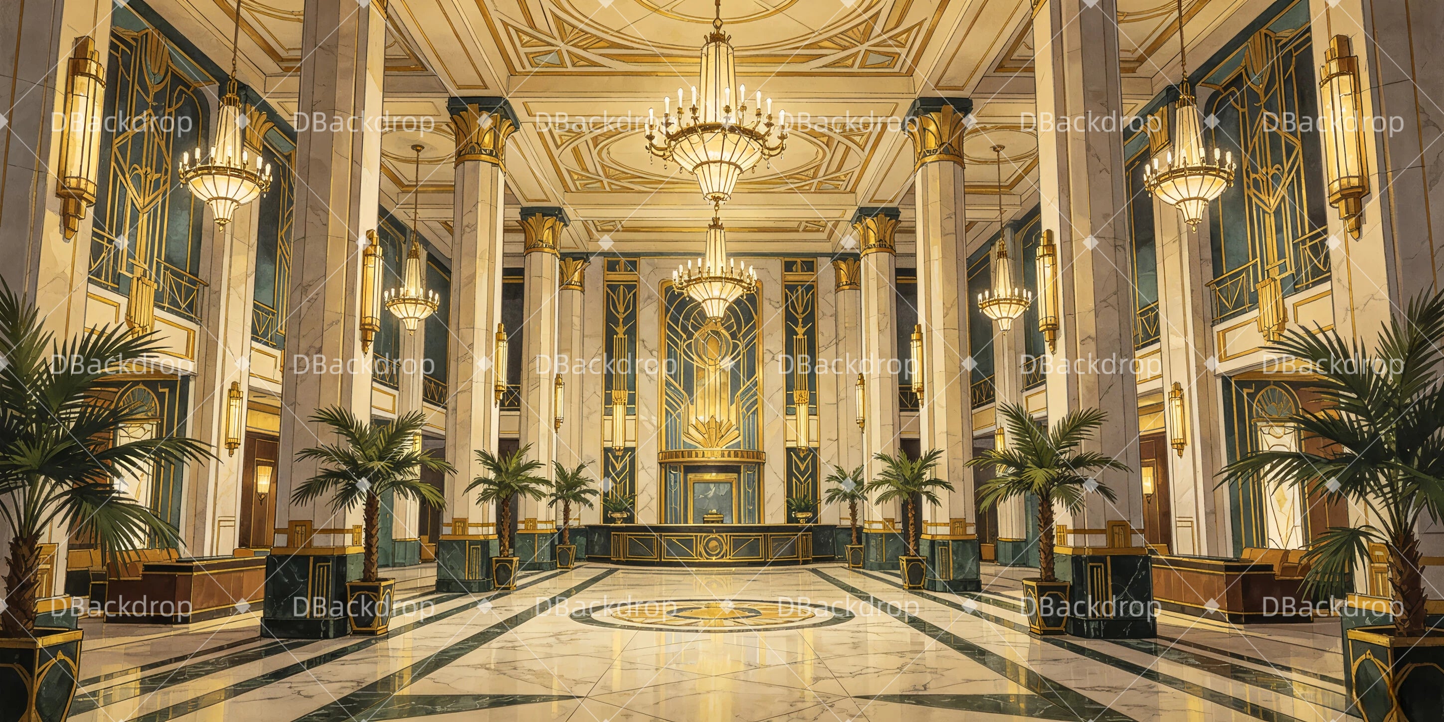 Theaterhintergrund Luxuriöse Hotellobby Bühnenkulisse GQ66-T18