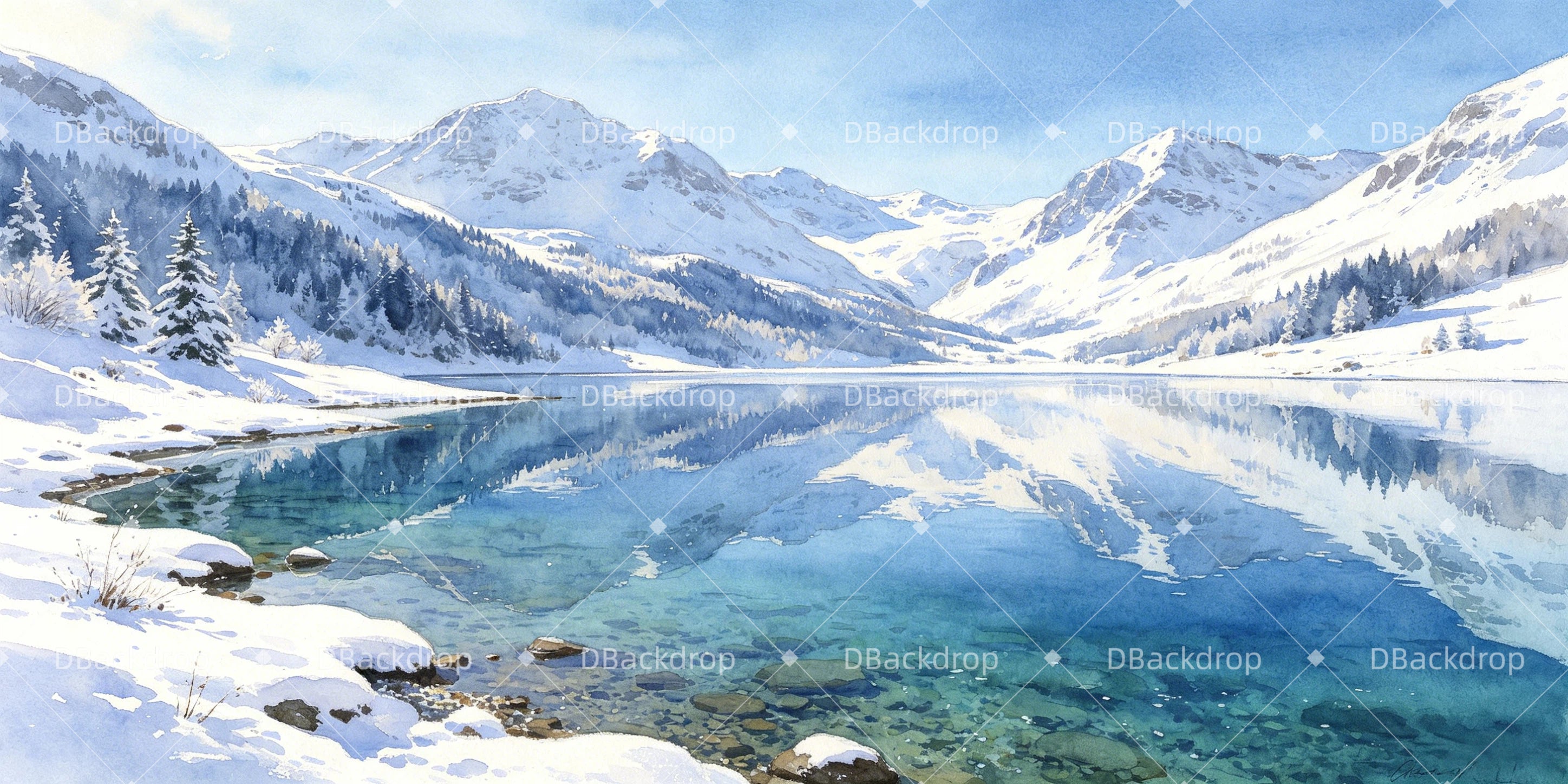 Günstiger Theaterhintergrund Bergsee Landschaftskulisse GQ66-T57