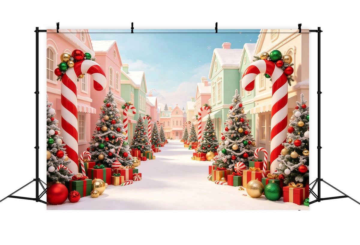 Weihnachtsdorf-Kulisse Zuckerstangenbäume Straße Weihnachtskulisse Für Den Innenbereich GQ68-98