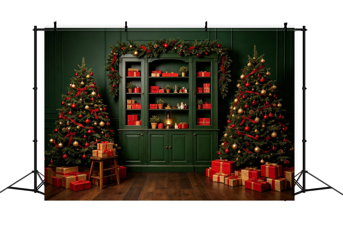 Grüne Weihnachtskulisse Vitrinen-Geschenkauslage Professionelle Weihnachtskulisse GQ69-11