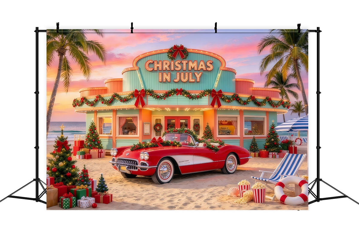Weihnachten Im Juli Fotohintergrund Tropisches Urlaubsauto Weihnachtsbaum Hochzeit GQ69-117