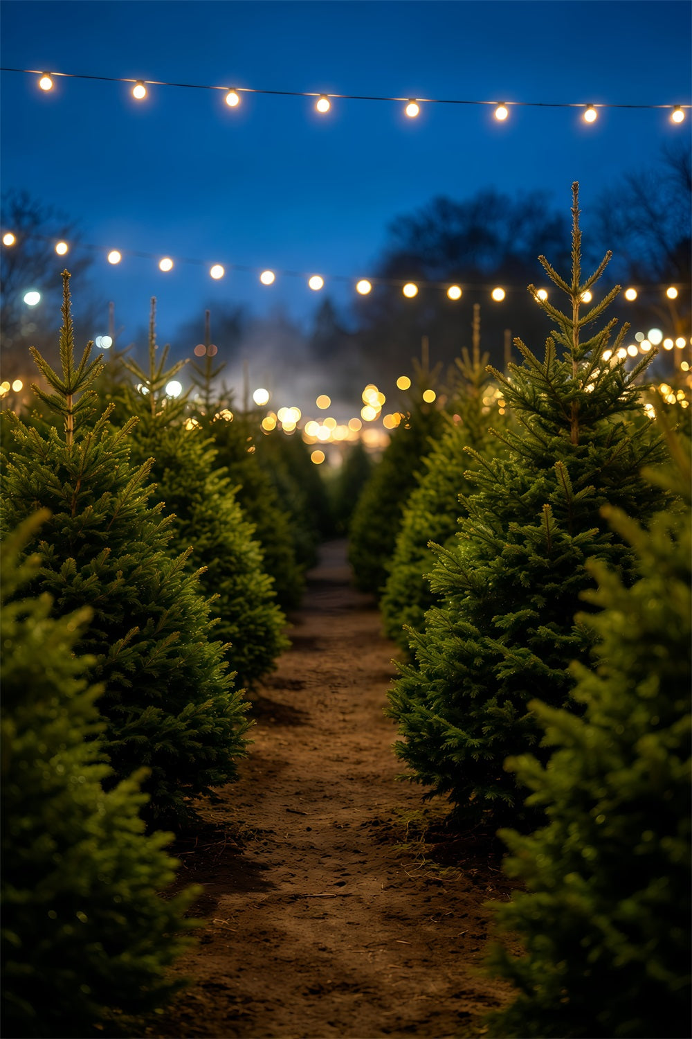 Weihnachtsbaum-Hintergrund Kiefernpfad Bei Nacht Weihnachtshintergründe Für Den Innenbereich GQ69-49