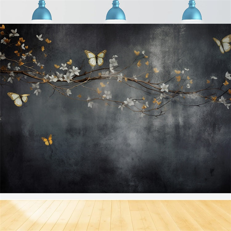 Backdrop Fine Art Goldene Schmetterlinge Zweig Backdrop GTY-102