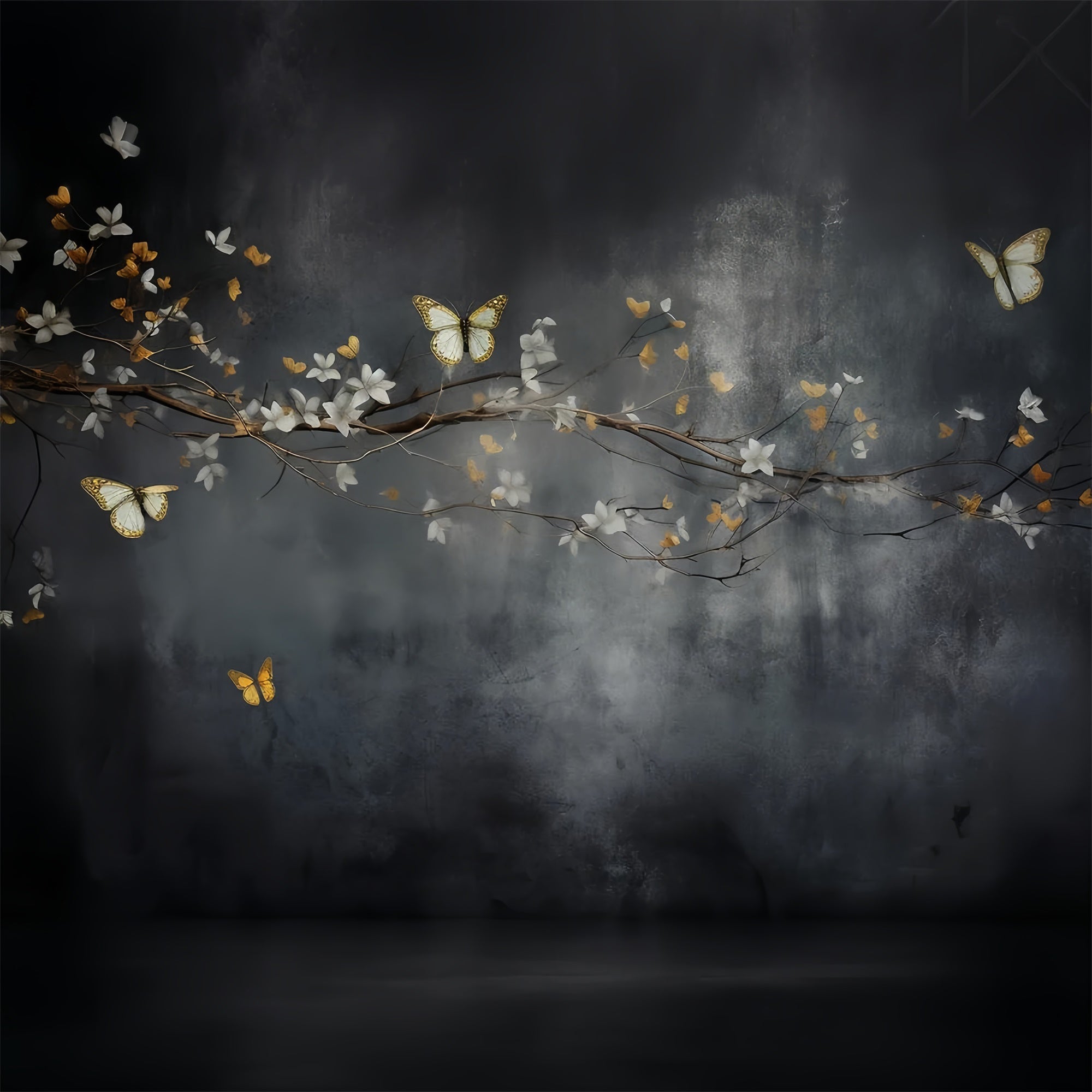 Backdrop Fine Art Goldene Schmetterlinge Zweig Backdrop GTY-102