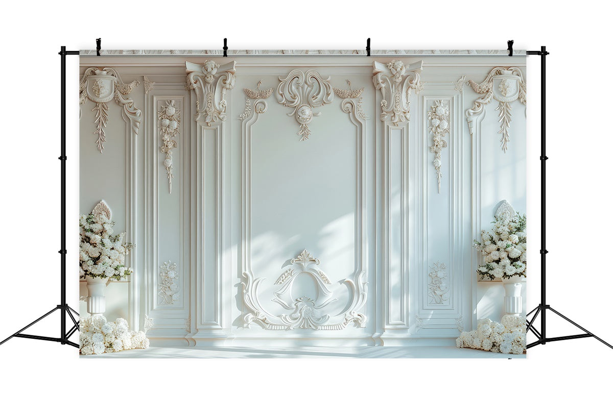 Künstlerische Backdrops Zarter weißer Wandstrauß Hintergrund GTY-122