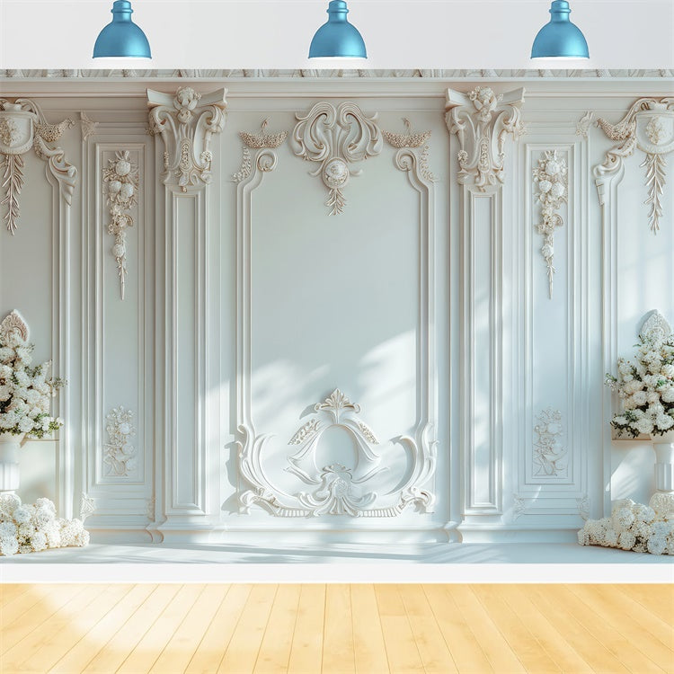Künstlerische Backdrops Zarter weißer Wandstrauß Hintergrund GTY-122