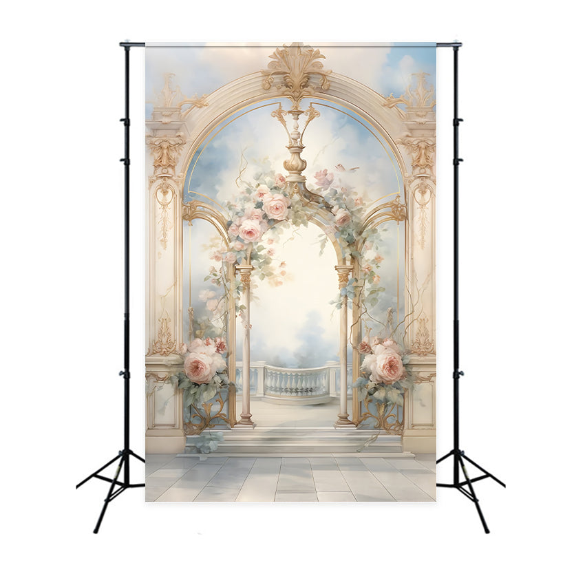 Kunstfotografie Backdrop Verschnörkelte Vintage Blüte Backdrop GTY-97