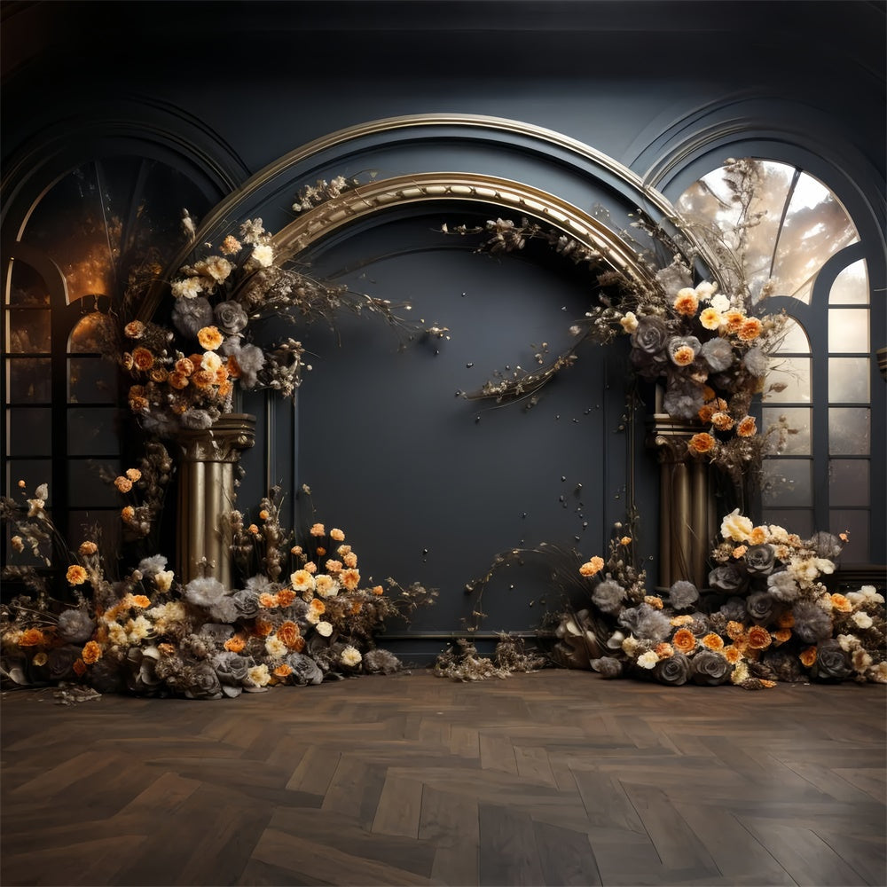 Mutterschaft Fotohintergründe Dunkel Opulent Blumenbogen Hintergrund GTY2-14