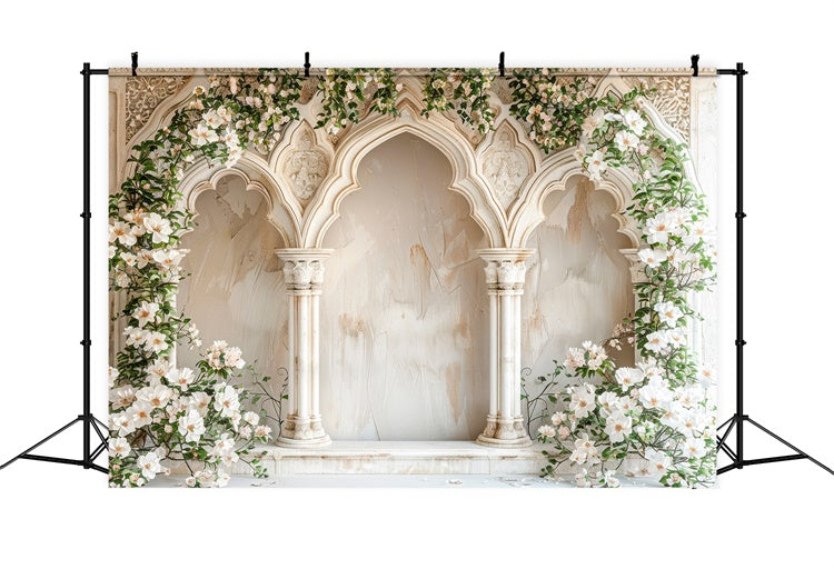 Mutterschaftsfotografie Backdrops Französisches Herrenhaus Blühender Bogen Backdrop GTY2-17