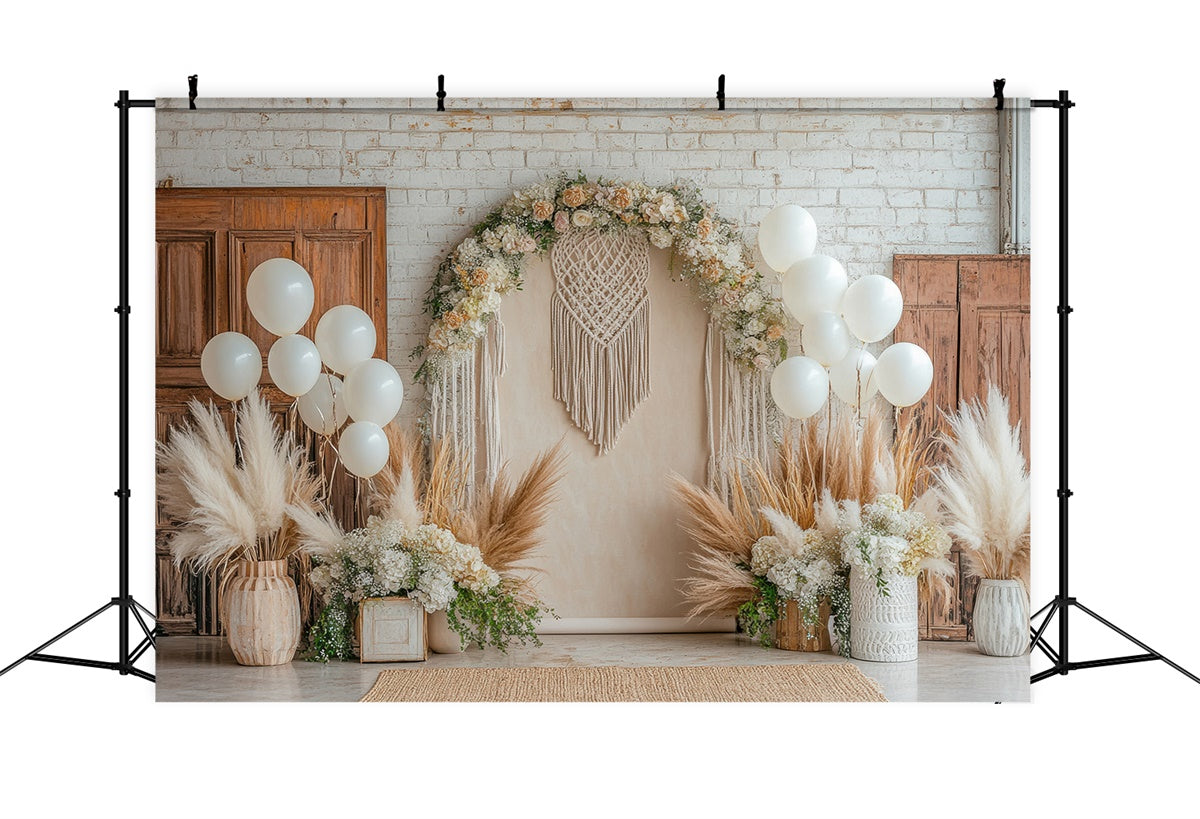 Mutterschaftshintergrund Bohemian Chic Floral Makramee Hintergrund GTY2-21
