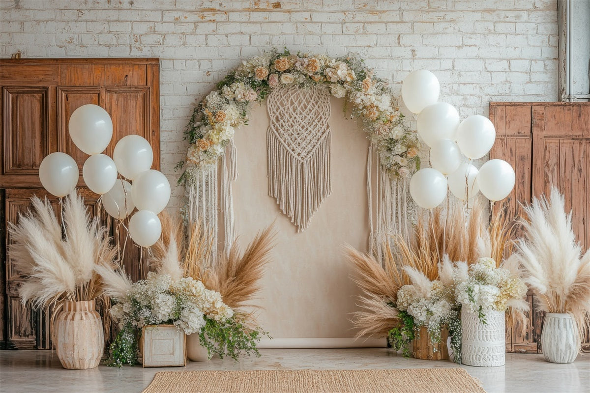 Mutterschaftshintergrund Bohemian Chic Floral Makramee Hintergrund GTY2-21