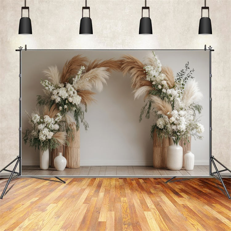 Backdrops für Mutterschaftsfotos Pampasgras Blumenbogen Hintergrund GTY2-22