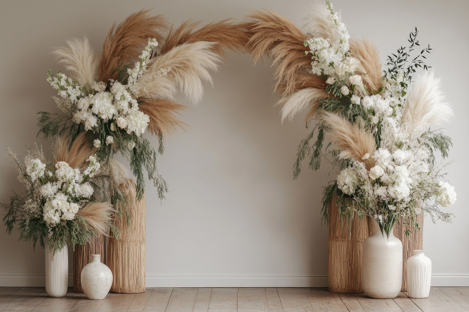 Backdrops für Mutterschaftsfotos Pampasgras Blumenbogen Hintergrund GTY2-22