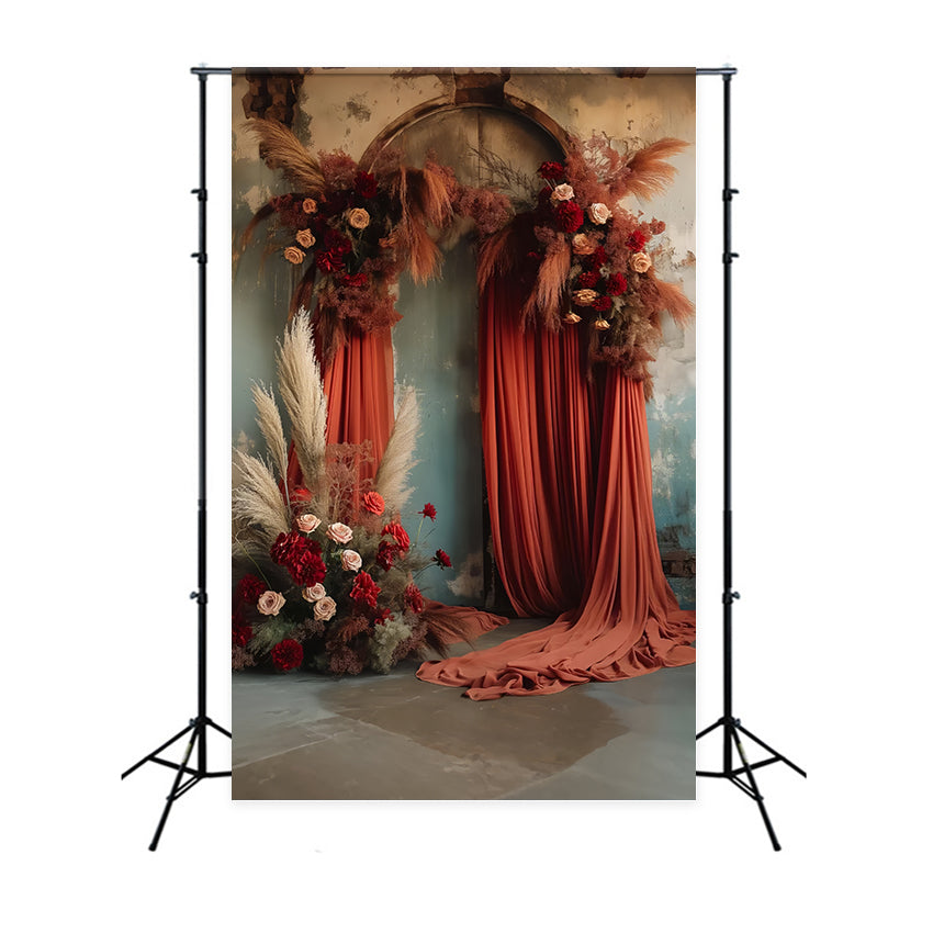 Hintergrund für Mutterschaftsfotoshoot Dunkler Vintage Blumenbogen Hintergrund GTY2-24