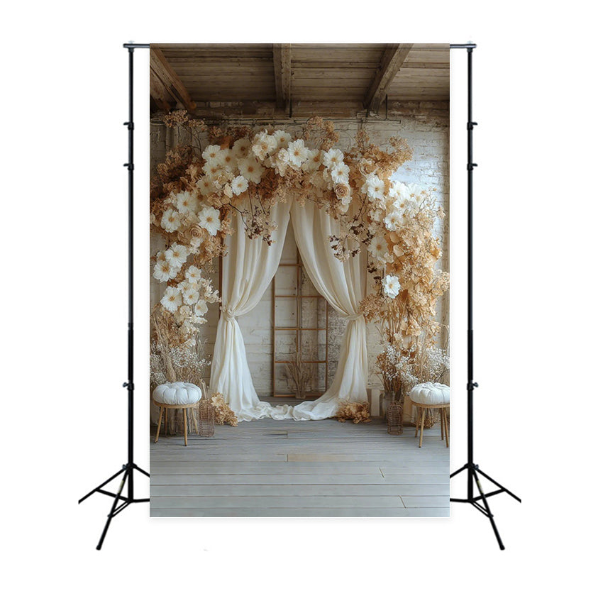 Mutterschaftsfotografie Backdrops Creme Blume Drapiert Bogen Backdrop GTY2-25