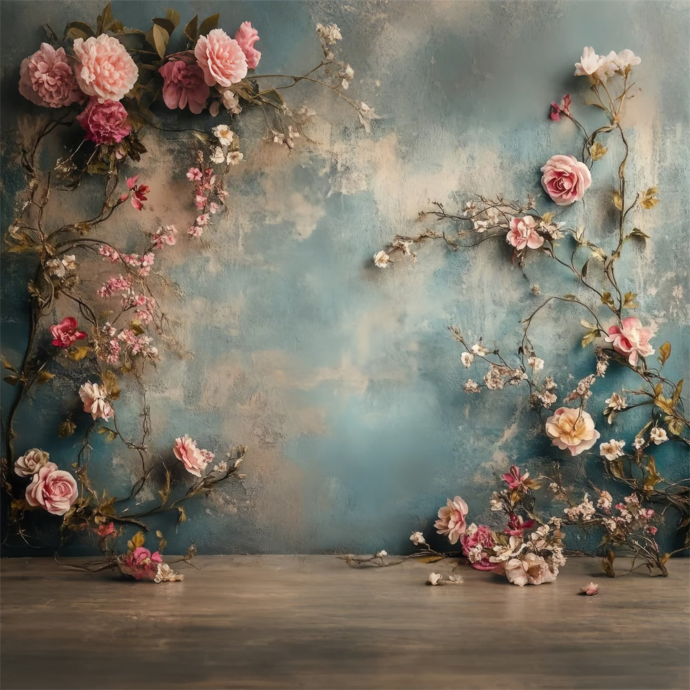 Mutterschaft Fotografie Hintergründe Rustikale Blaue Blüten Vine Hintergrund GTY2-37