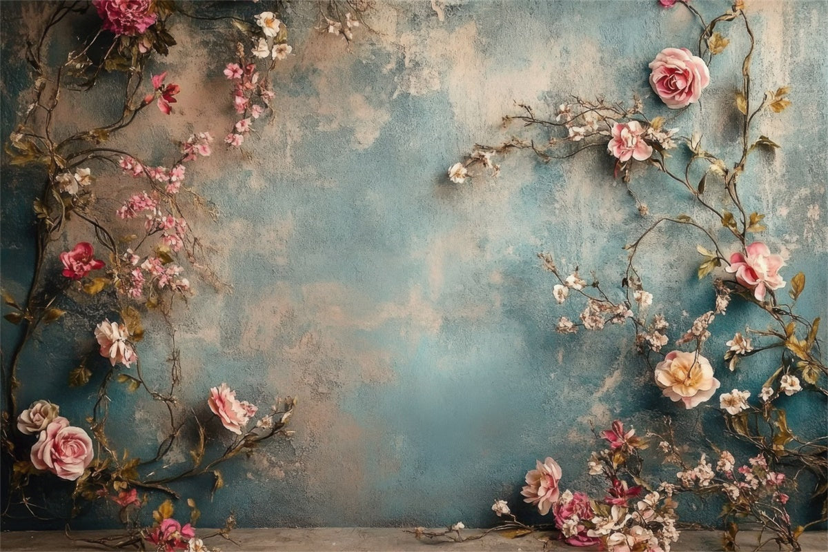 Mutterschaft Fotografie Hintergründe Rustikale Blaue Blüten Vine Hintergrund GTY2-37