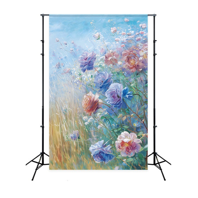 Maternity Backdrop Blauer Himmel Floral Ölgemälde Backdrop GTY2-38