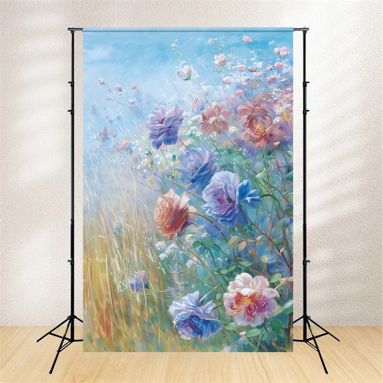 Maternity Backdrop Blauer Himmel Floral Ölgemälde Backdrop GTY2-38