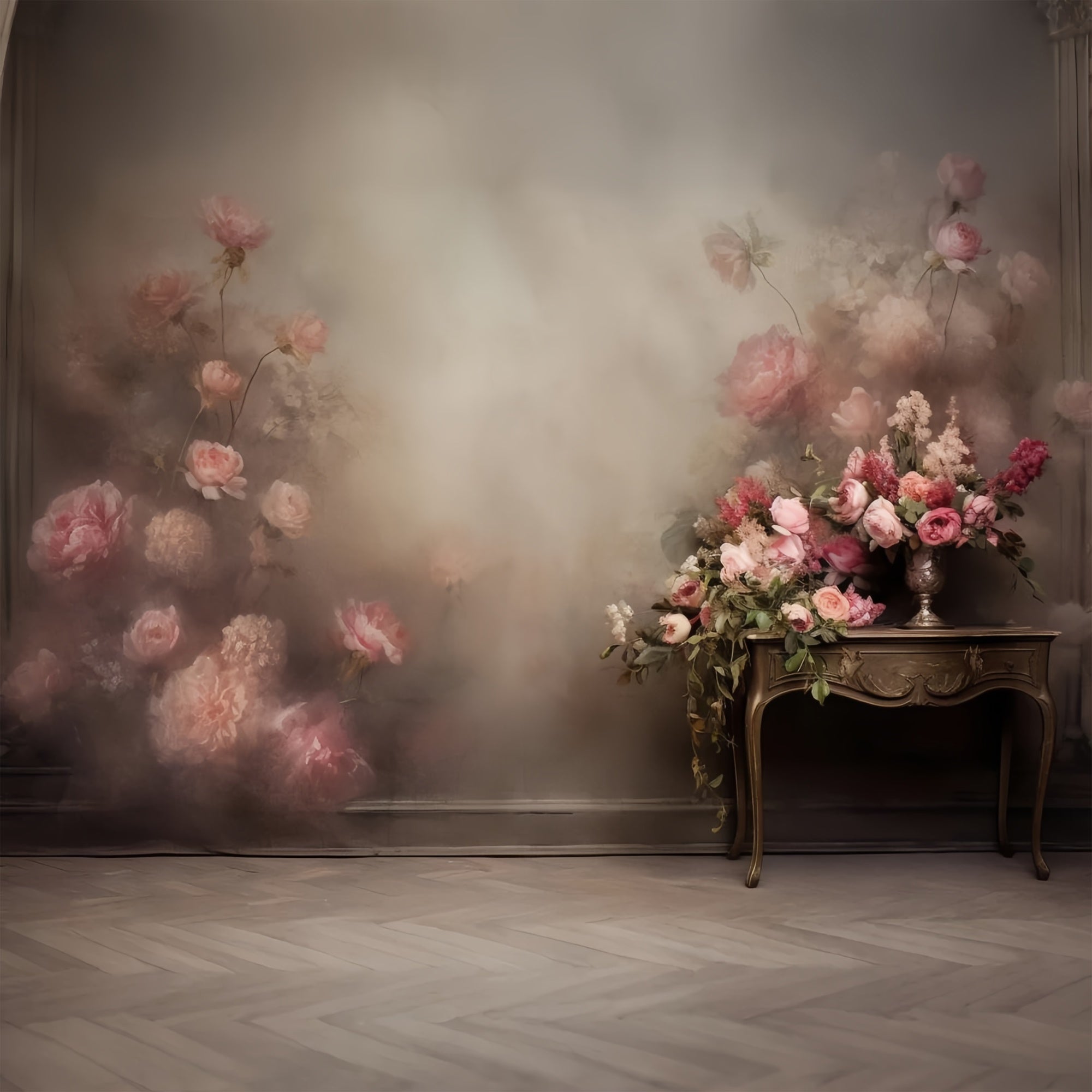 Fotokulissen für Umstandsfotografie Romantischer Floraler Charme Hintergrund GTY2-43