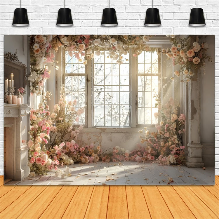 Hintergrund für Mutterschaft Fotoshooting Gemütliche Sonne beleuchtet Floral Charme Hintergrund GTY2-46