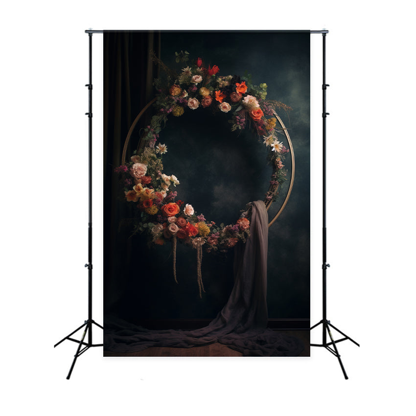Hintergründe für Mutterschaftsfotos Antiker Blumen-Halbmond-Reifen-Hintergrund GTY2-9