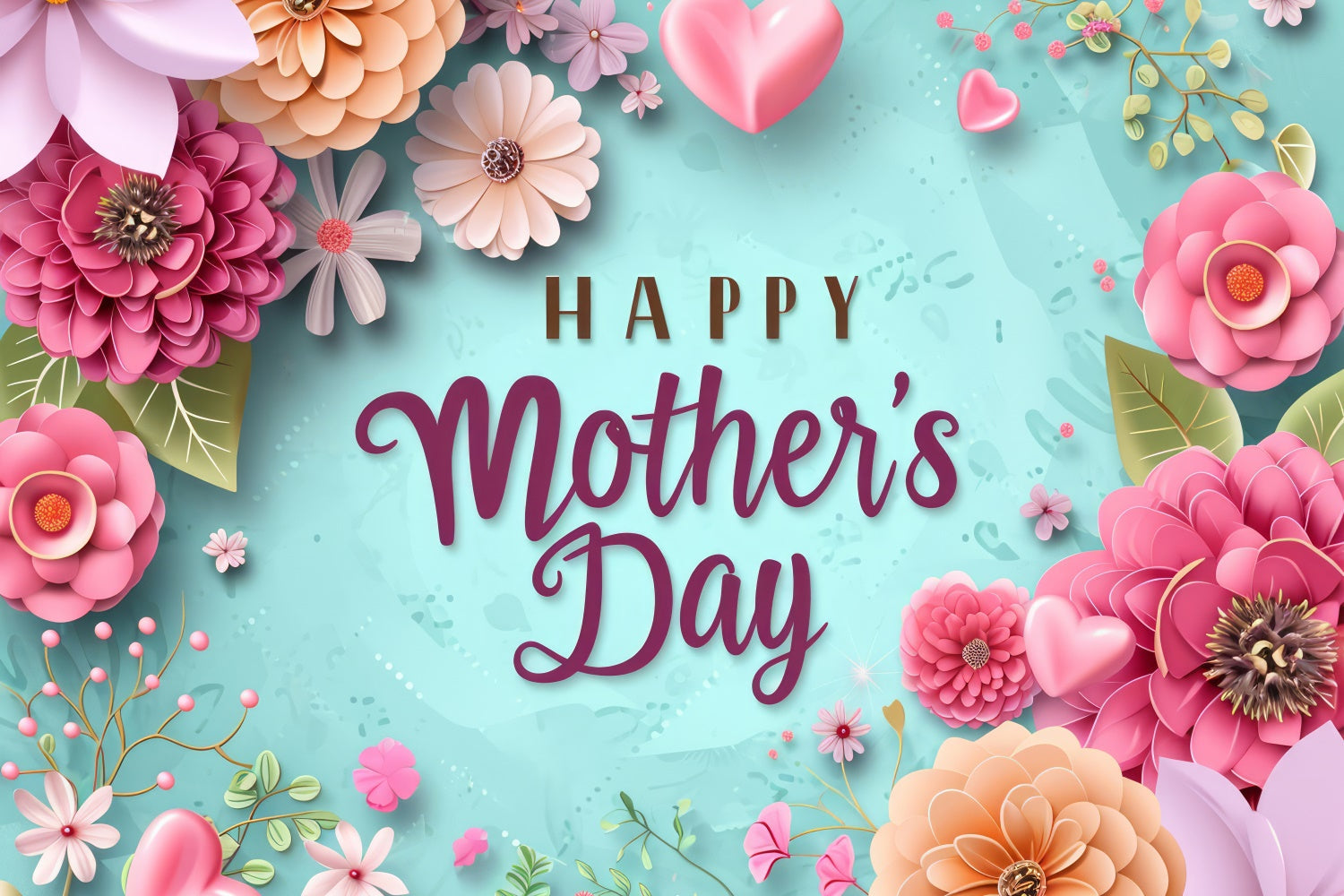 Backdrops für Muttertag Mint Grün Blush Floral Custom Backdrop GTY3-143