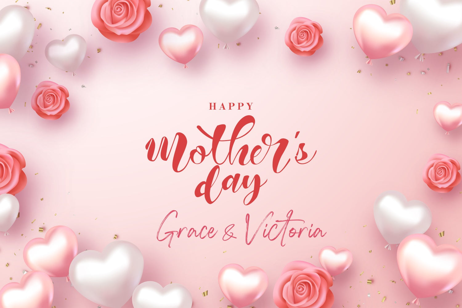 Backdrops für Muttertag Luxus Rose Herz Ballon Custom Backdrop GTY3-151