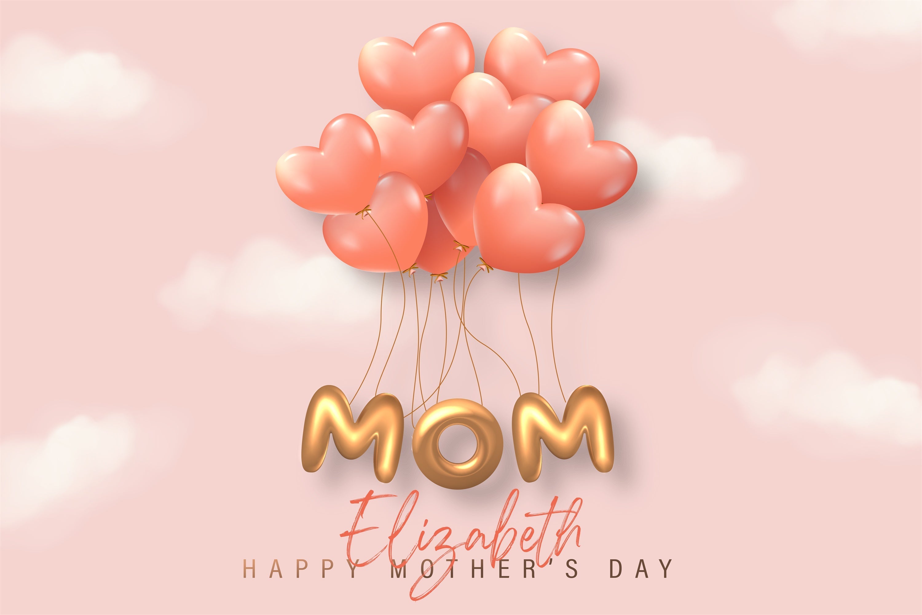 Backdrops für den Muttertag Schwebendes Herz Ballon Custom Backdrop GTY3-152