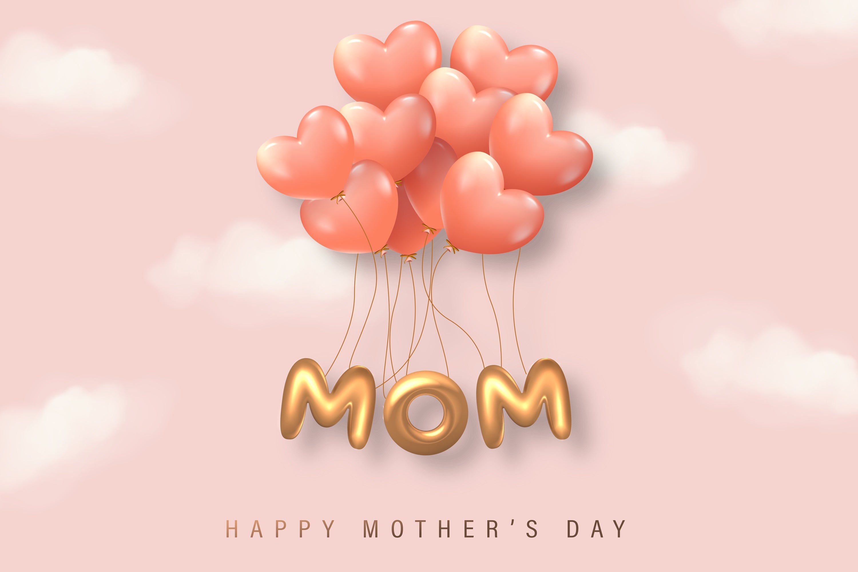 Backdrops für den Muttertag Schwebendes Herz Ballon Custom Backdrop GTY3-152