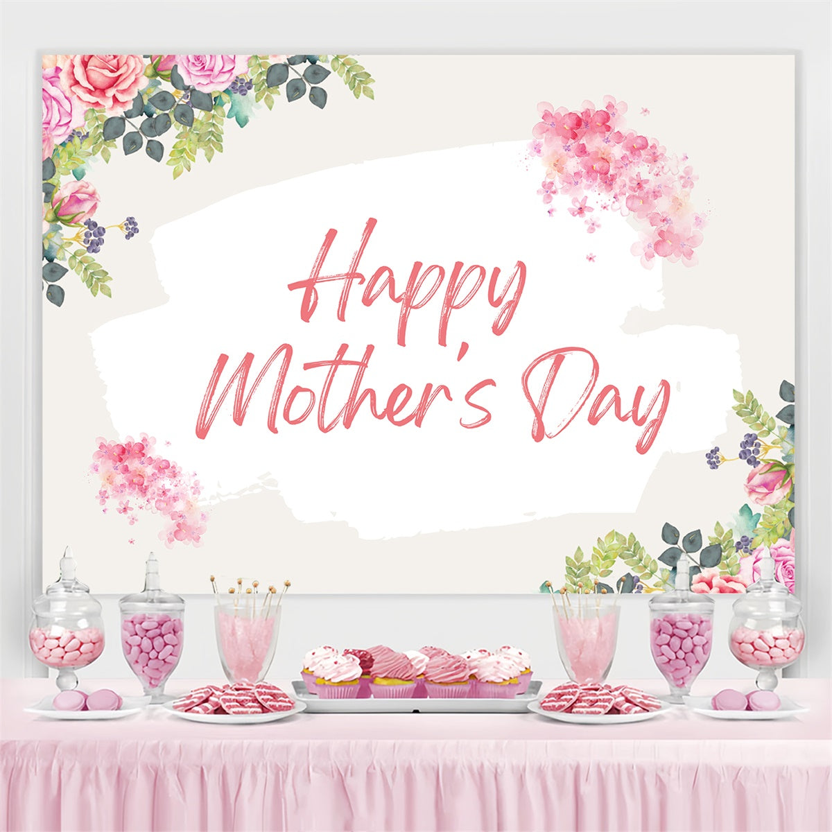 Muttertag Fotohintergrund Blush Aquarell Floral benutzerdefinierte Hintergrund GTY3-153