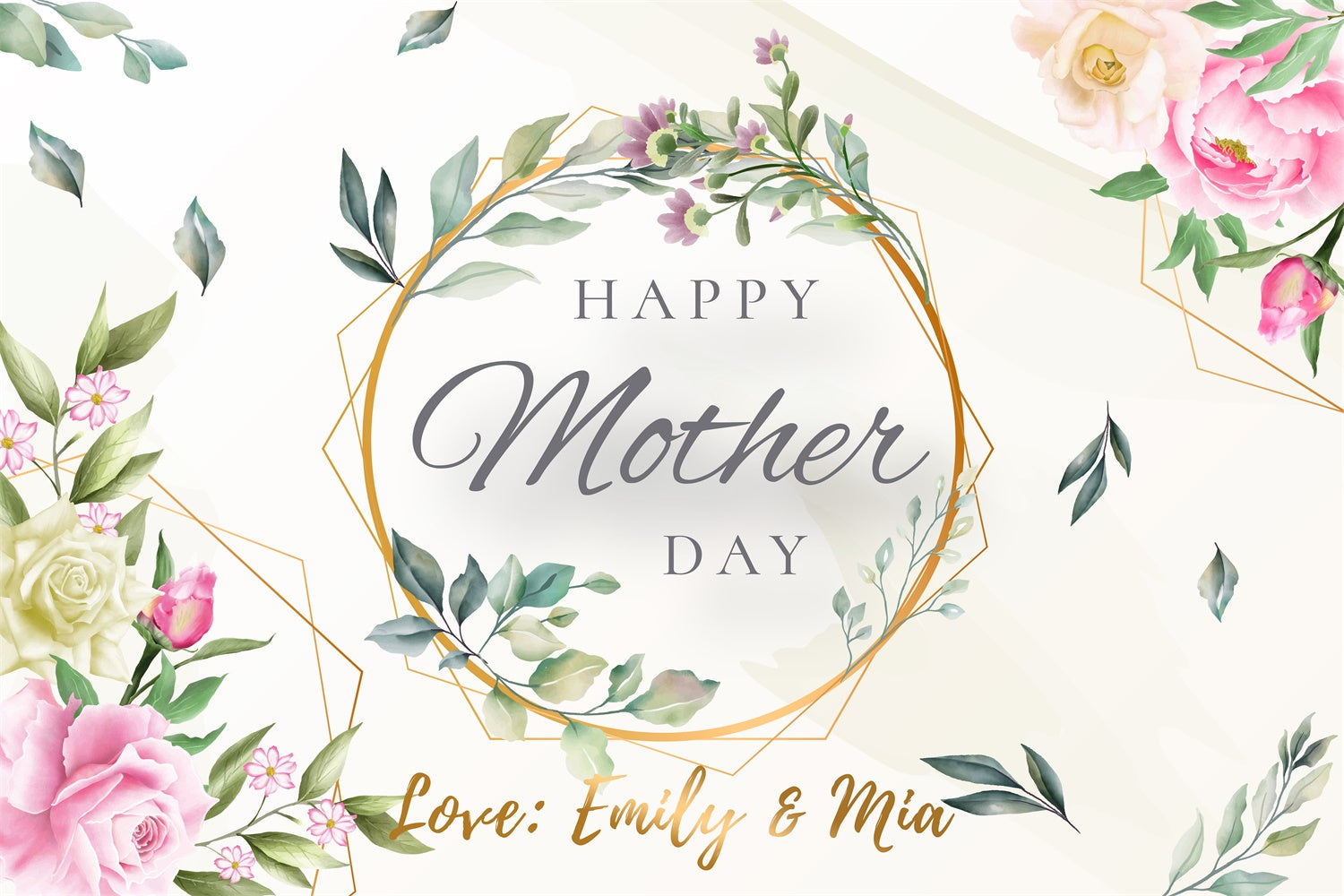 Hintergrund für Muttertag Zarter Goldrahmen Grüner Hintergrund GTY3-154