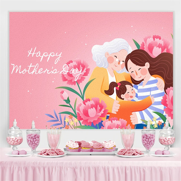 Happy Mother's Day Backdrop Sweet Embrace Floral Custom Backdrop GTY3-155