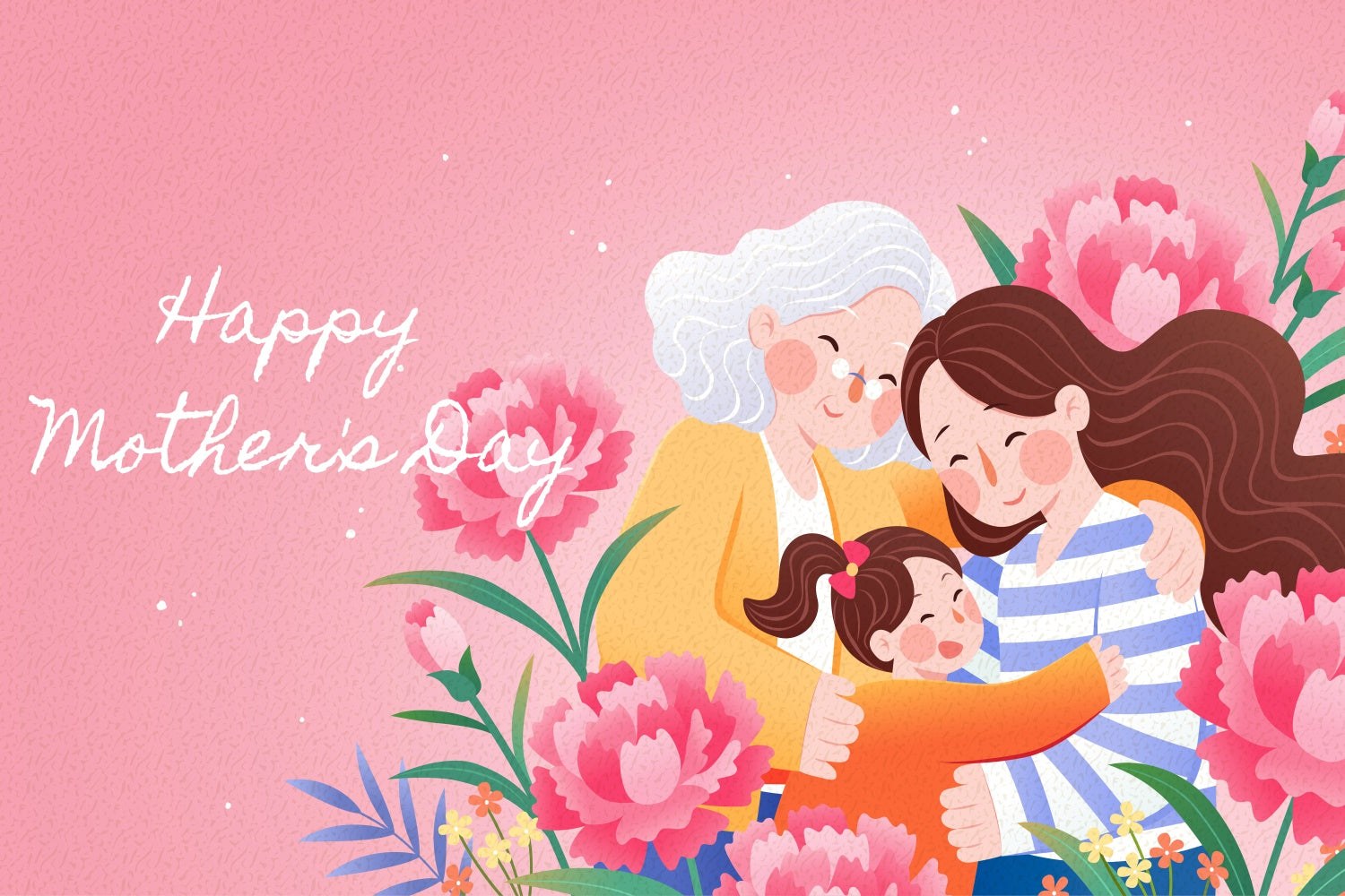 Happy Mother's Day Backdrop Sweet Embrace Floral Custom Backdrop GTY3-155