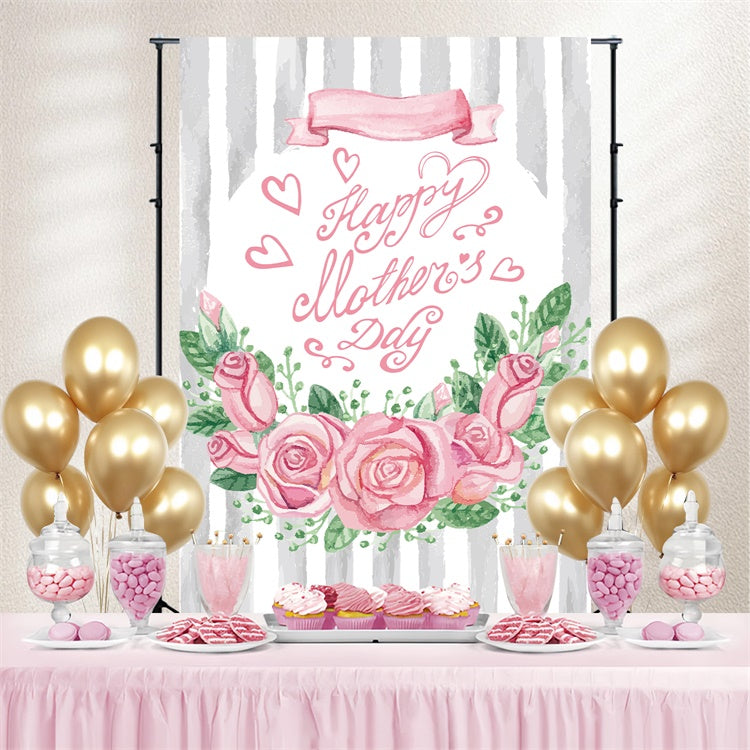 Backdrops für den Muttertag Vintage gestreifte Rose Custom Backdrop GTY3-156