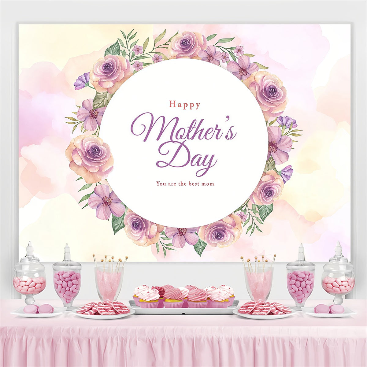 Muttertag Fotohintergrund Lavendel Rosenkranz Custom Backdrop GTY3-161