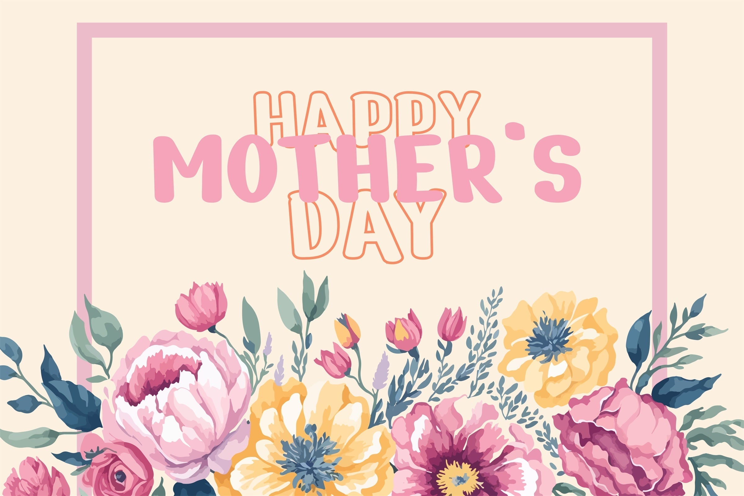 Happy Mother's Day Backdrop Vintage Pastell Floral Custom Backdrop GTY3-167