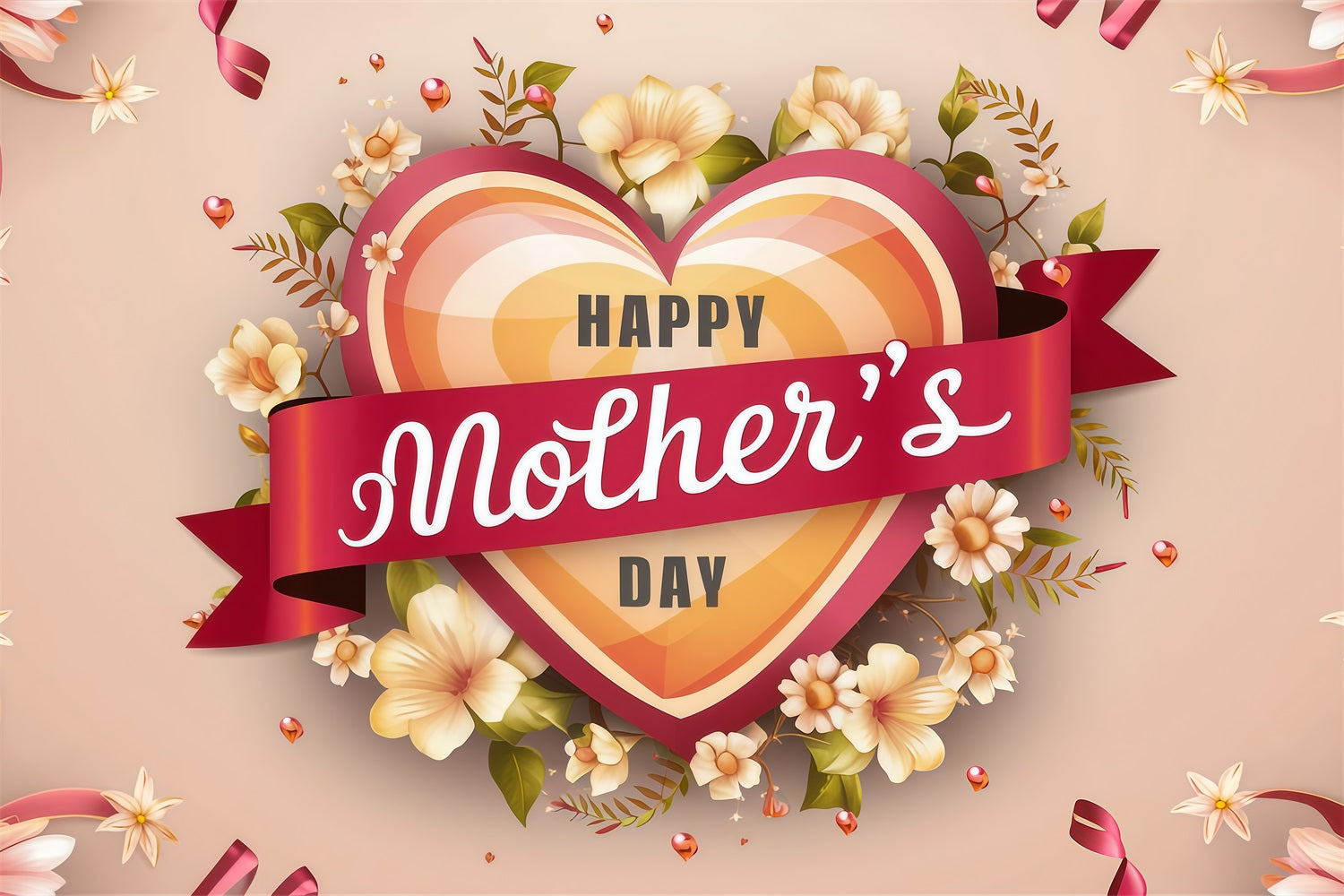 Muttertags-Hintergrundbild Personalisierbare Schleife Herz Blumen CJJ3-178