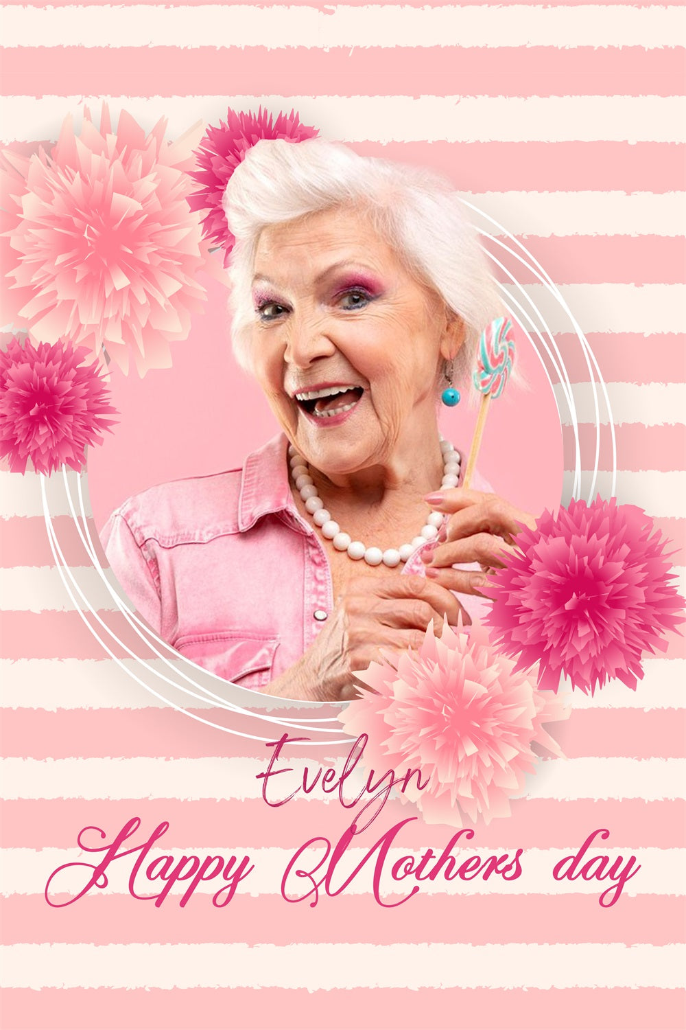 Muttertags-Hintergrundbild Personalisierbar Eleganz mit Blumenstreifen CJJ3-184