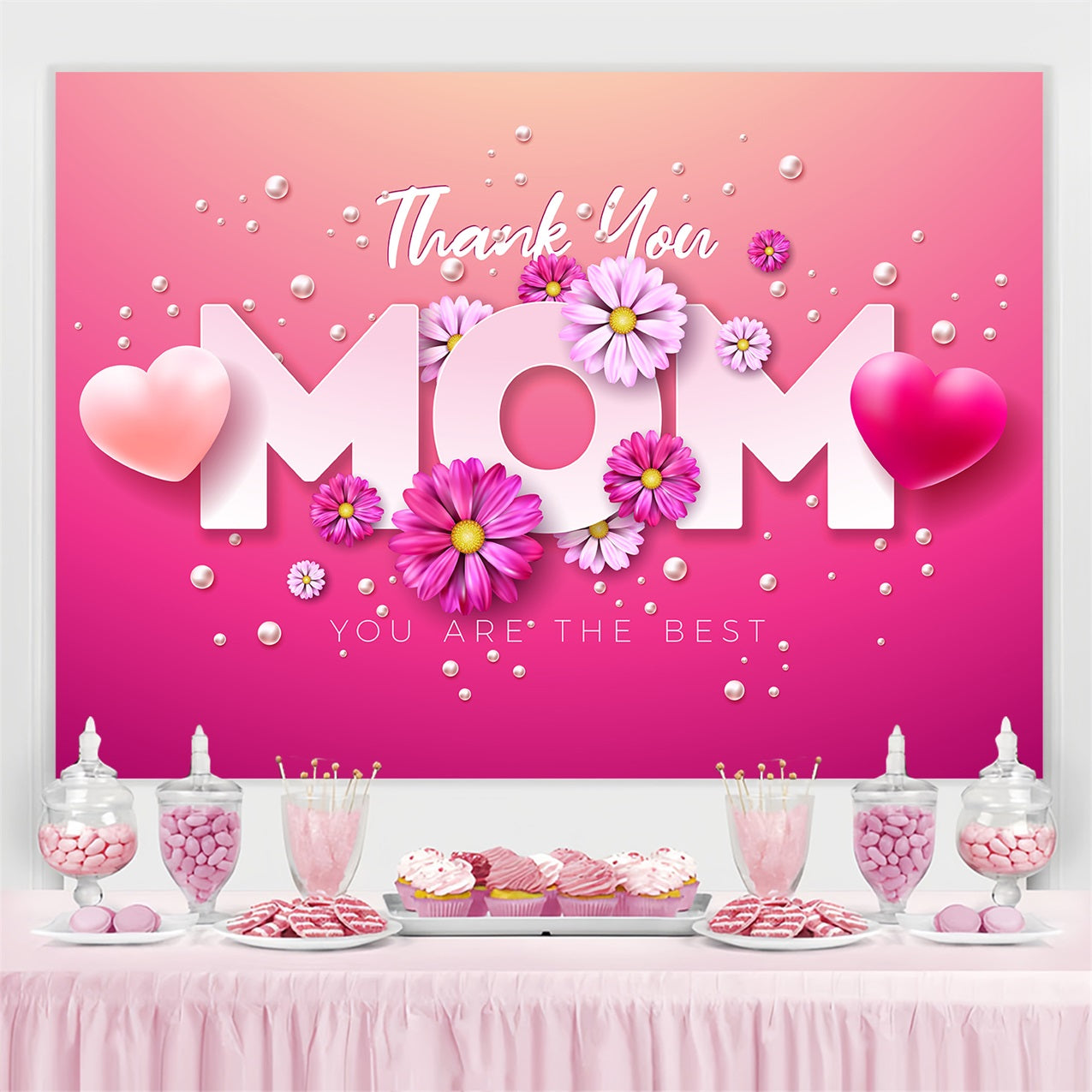 Muttertags-Hintergrundbild Personalisierbare Blumenperlen CJJ3-191