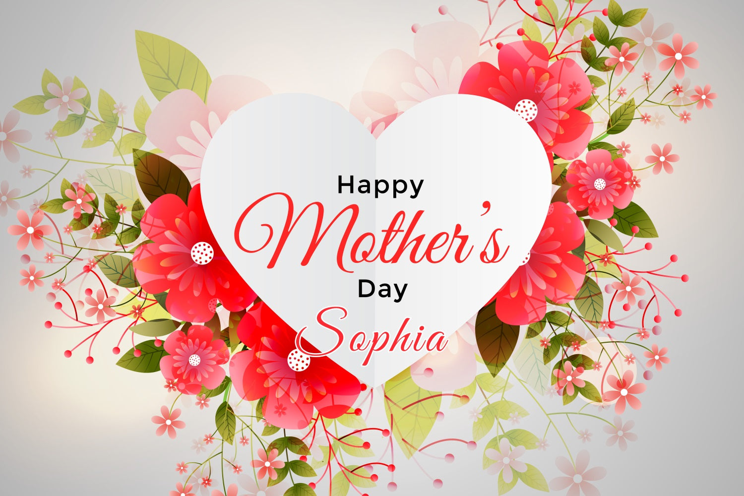 Muttertags-Hintergrundbild Personalisierbares Blumenherz Rot CJJ3-195