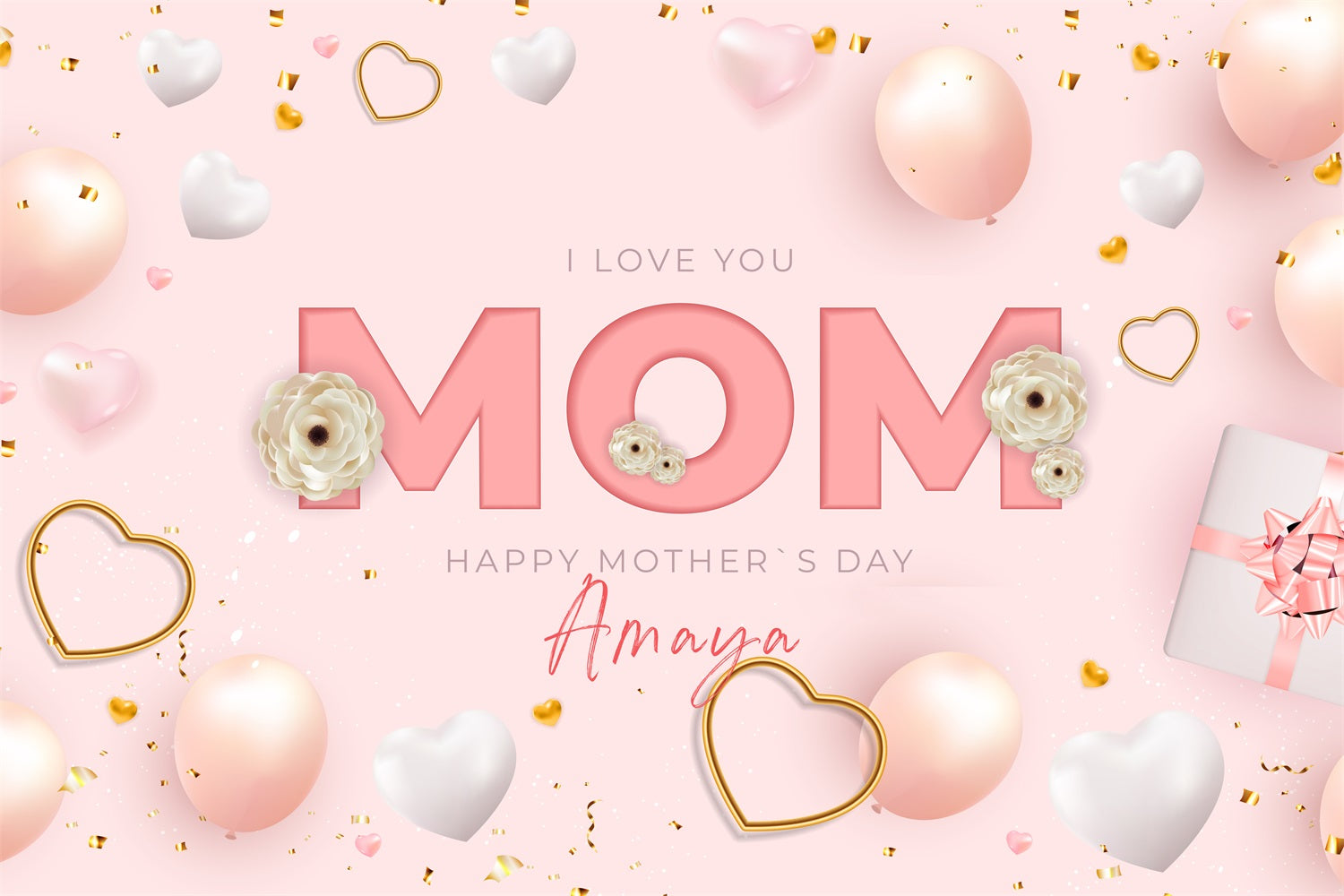 Muttertags-Hintergrundbild Personalisierbar Ballons Party Rosa CJJ3-199