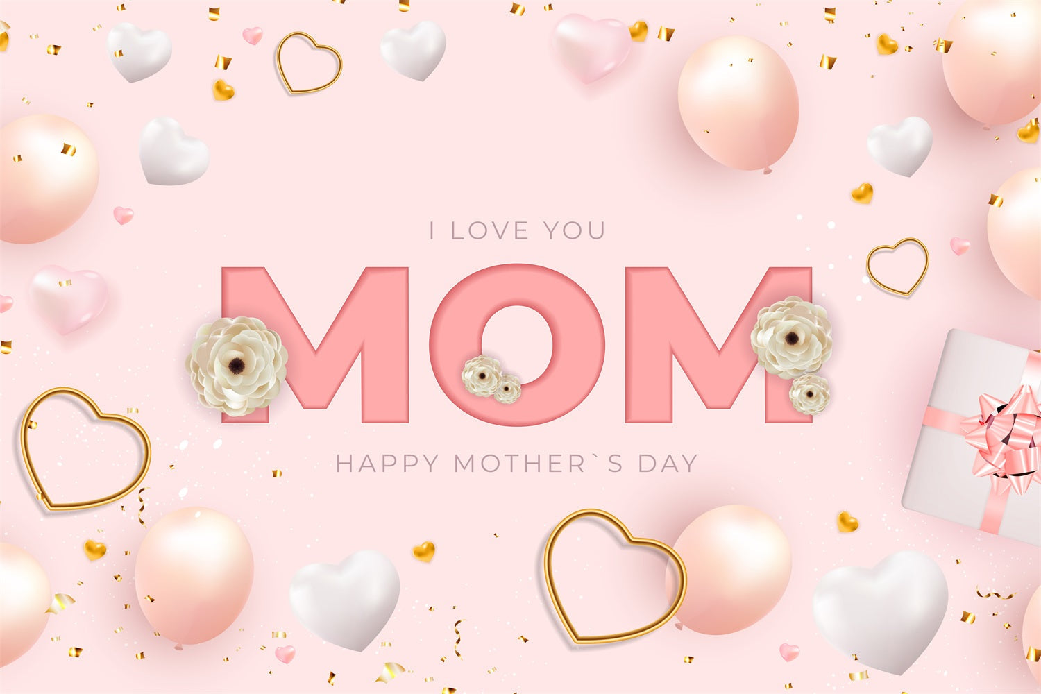 Muttertags-Hintergrundbild Personalisierbar Ballons Party Rosa CJJ3-199