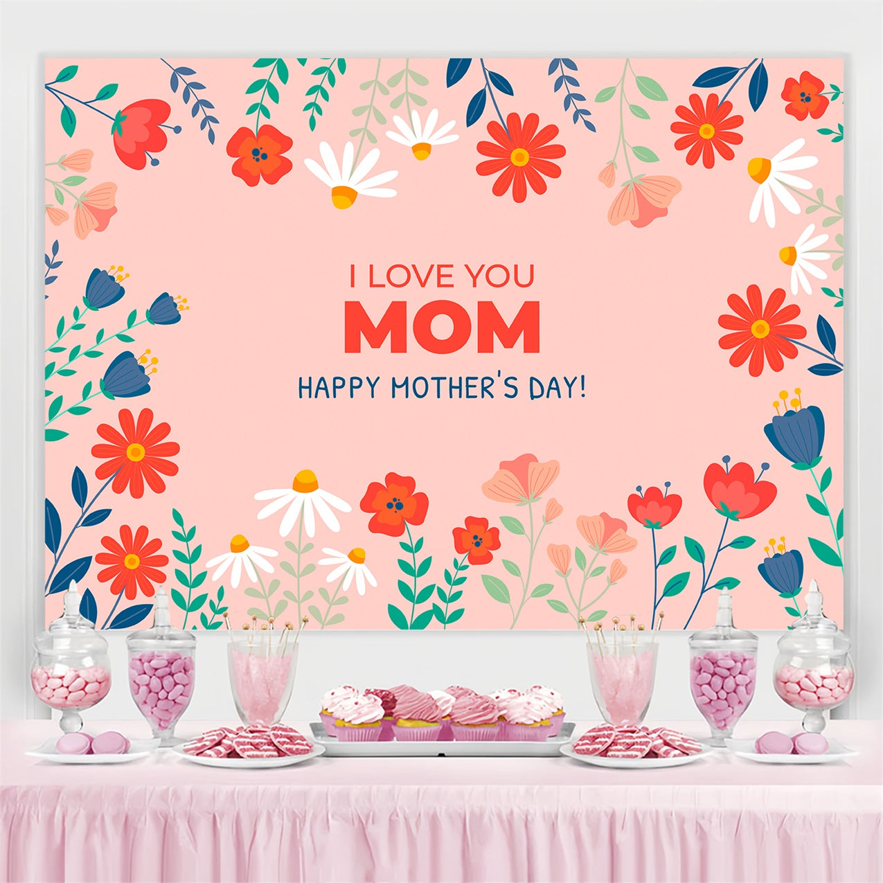 Muttertags-Hintergrundbild zum Anpassen Margerite Rosa Mama CJJ3-202