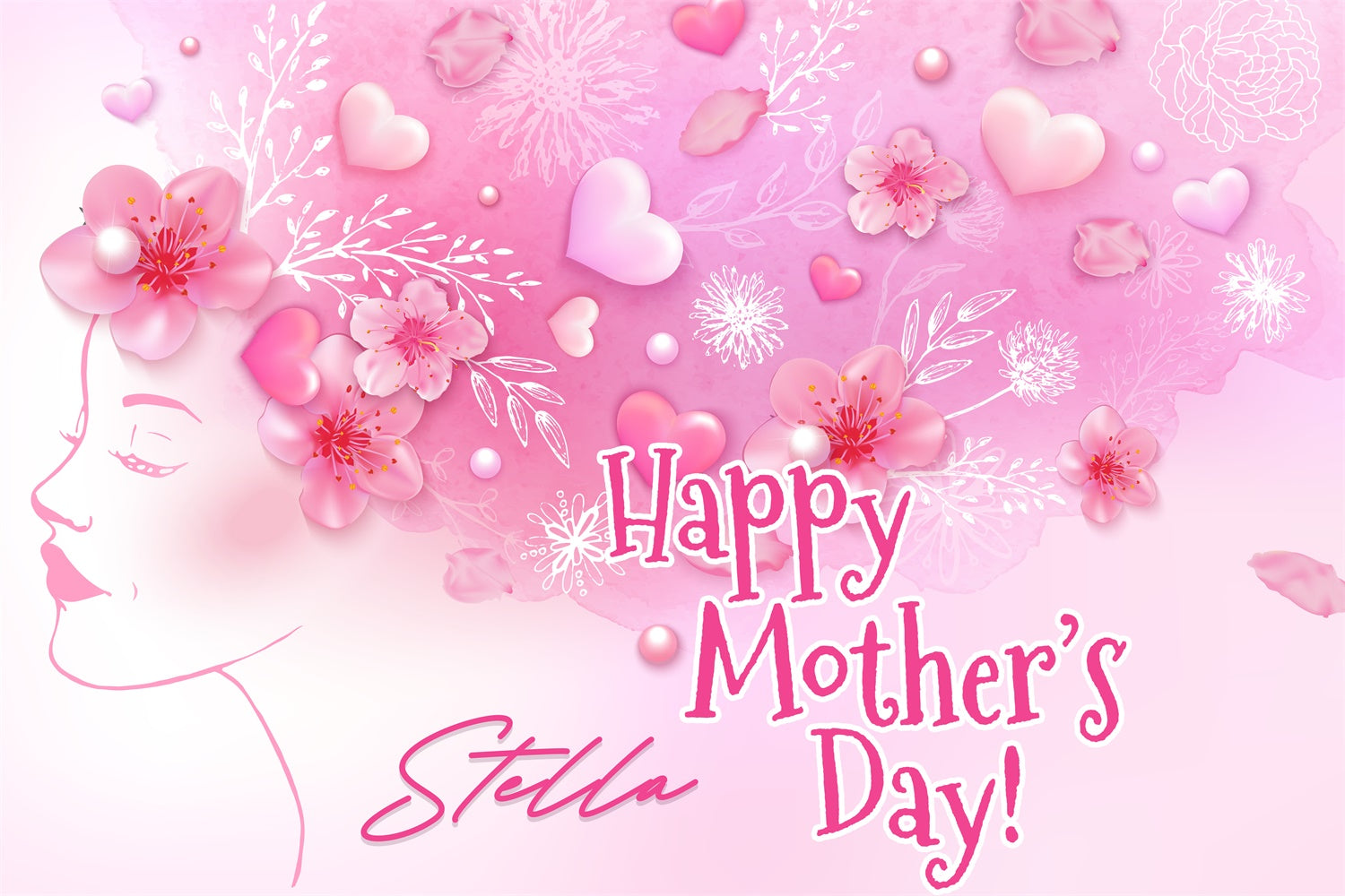 Happy Mother's Day Backdrop Künstlerisches Blumenprofil Custom Backdrop GTY3-221