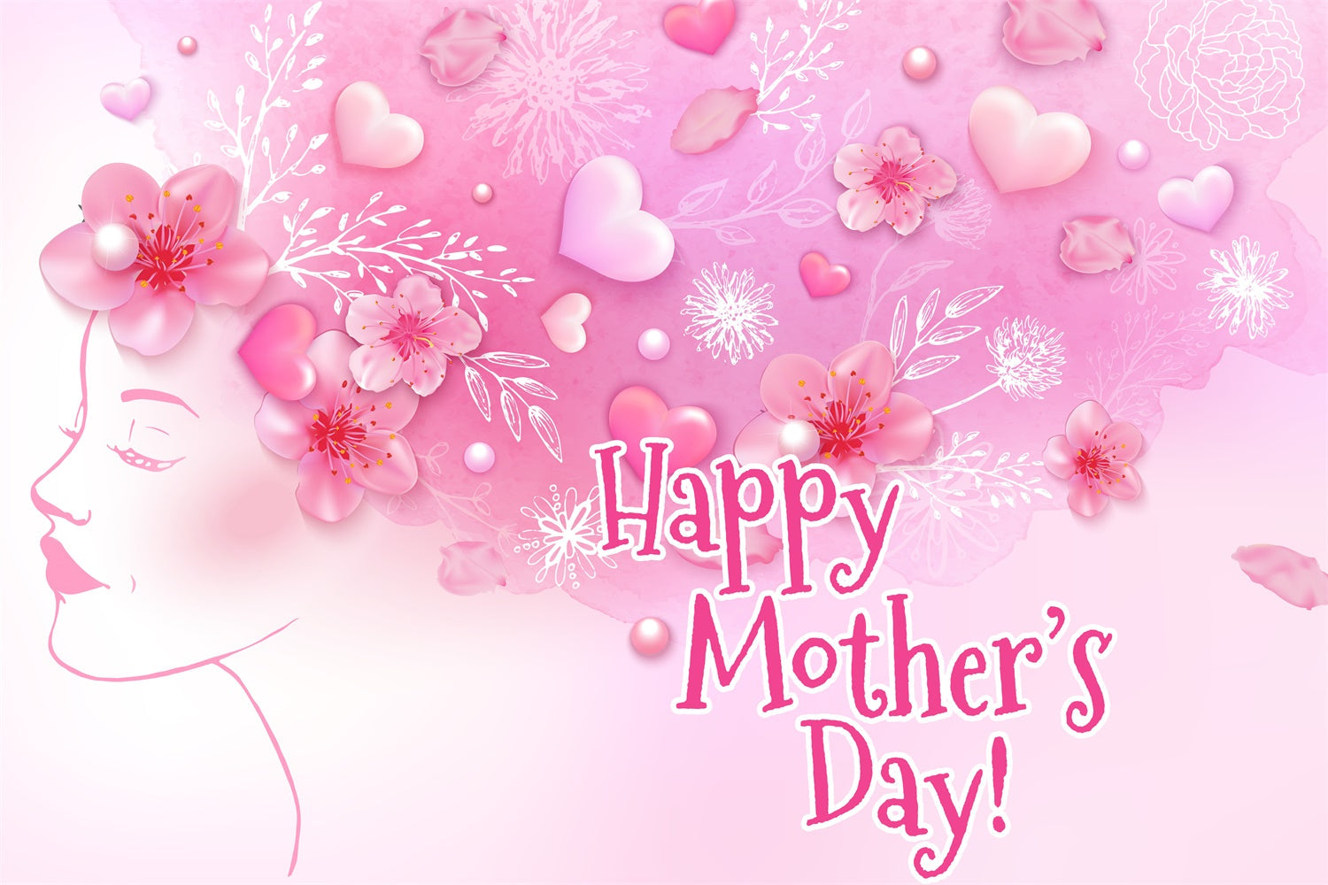 Happy Mother's Day Backdrop Künstlerisches Blumenprofil Custom Backdrop GTY3-221
